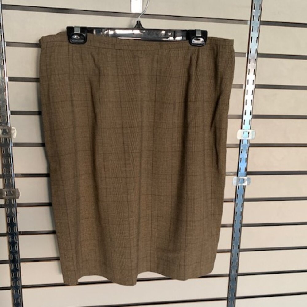 Jaeger Brown Lined plaid skirt Sz 16